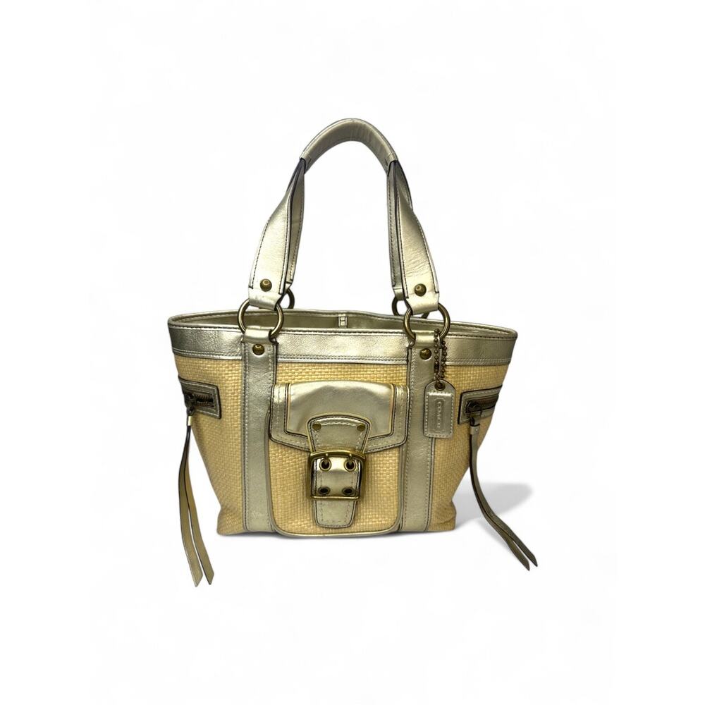 Vintage Coach Legacy Straw Woven Basket Bag